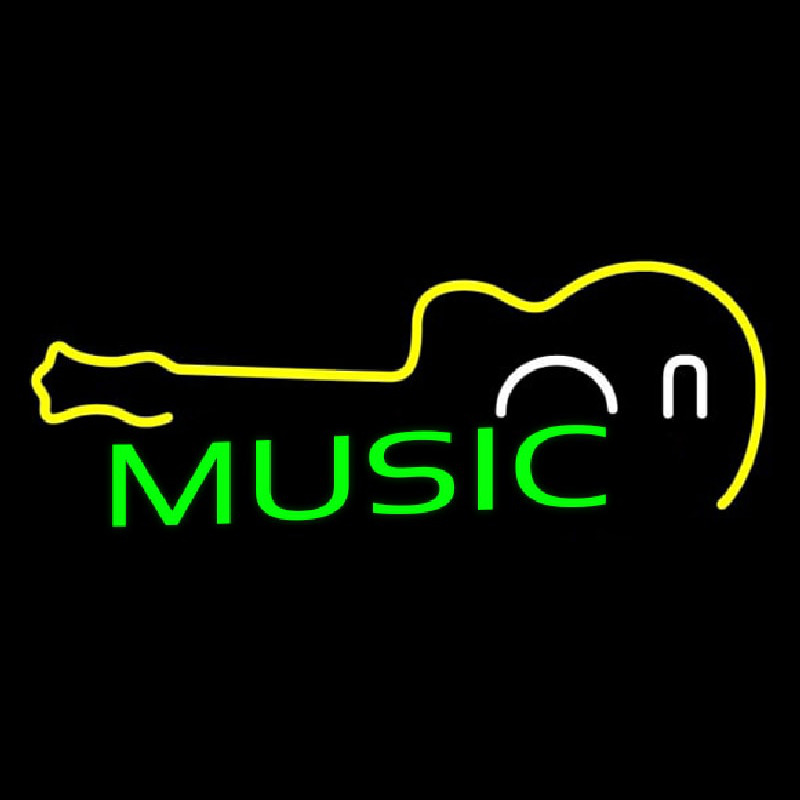 Green Music With Guitar Neonreclame