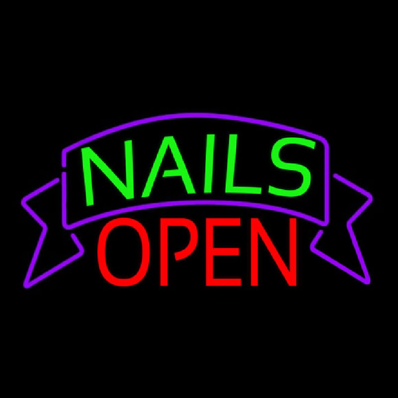 Green Nails Red Open Neonreclame