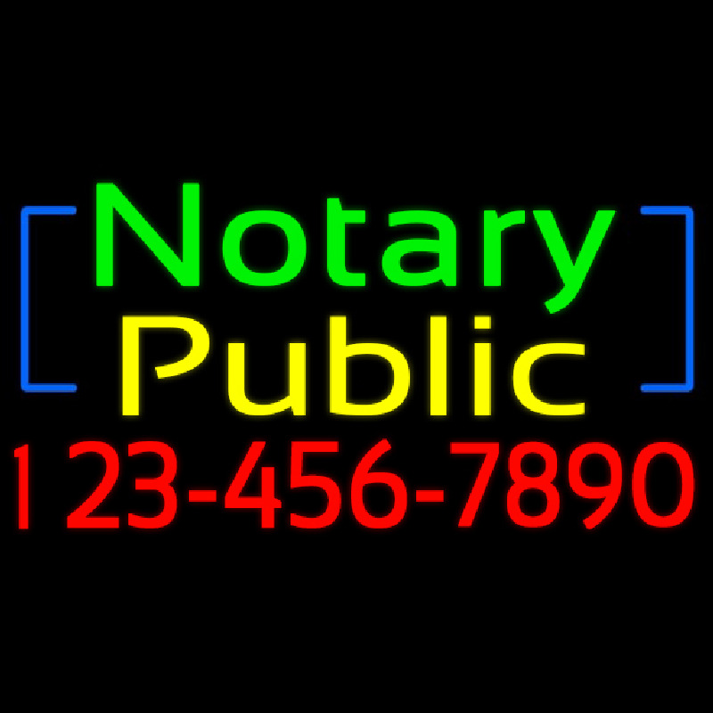 Green Notary Public With Phone Number Neonreclame