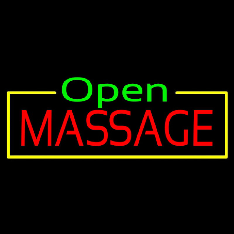 Green Open Red Massage Yellow Border Neonreclame