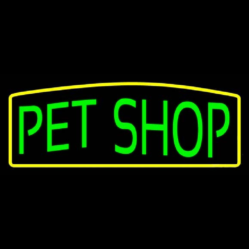 Green Pet Shop Yellow Border Neonreclame