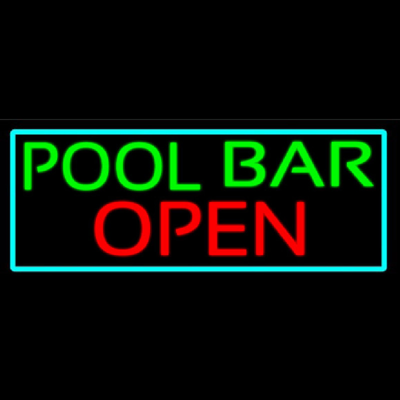 Green Pool Bar Open With Turquoise Border Neonreclame