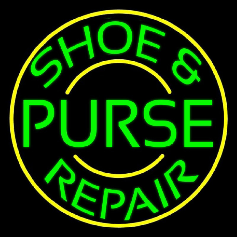 Green Shoe And Purse Repair With Border Neonreclame