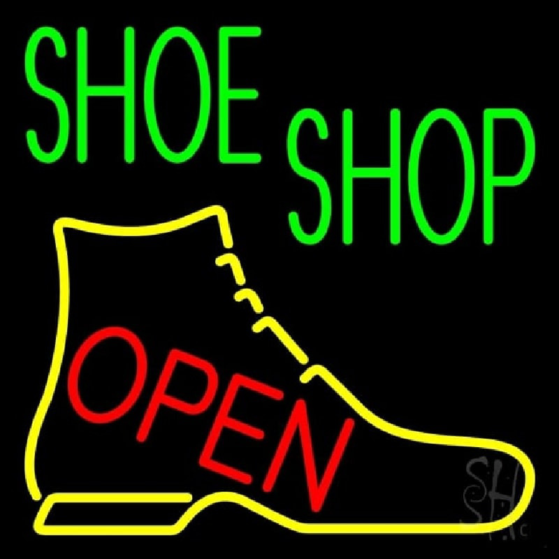 Green Shoe Shop Open Neonreclame