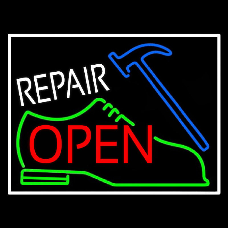 Green Shoe White Repair Open Neonreclame