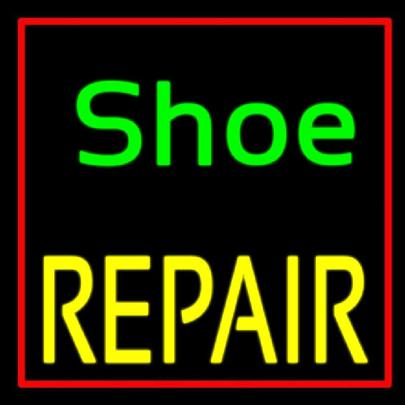 Green Shoe Yellow Repair With Border Neonreclame