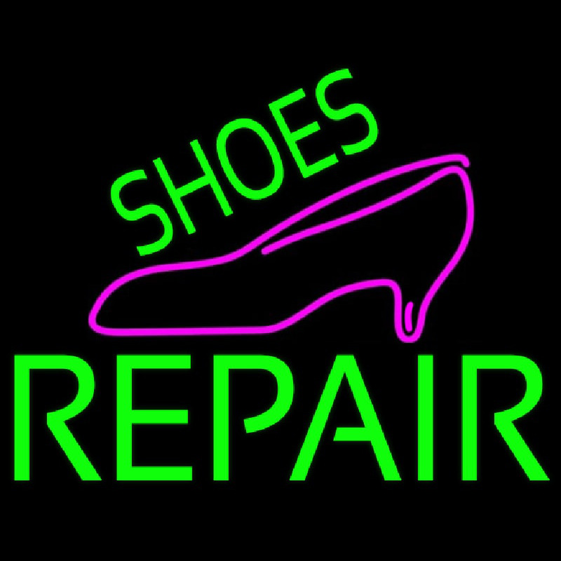 Green Shoes Repair Pink Sandal Neonreclame