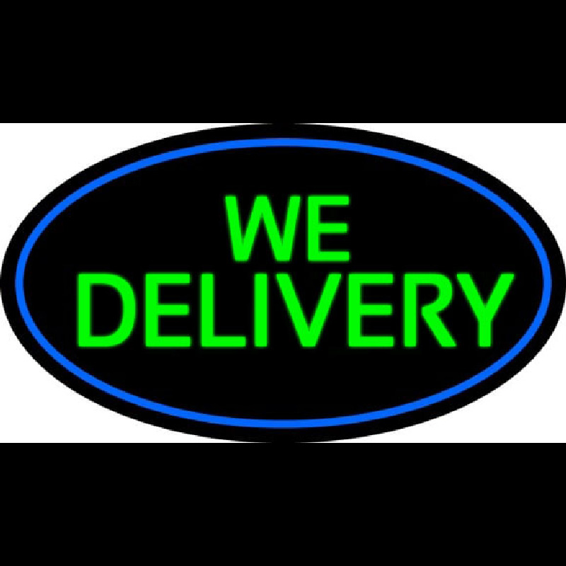 Green We Deliver Oval With Blue Border Neonreclame