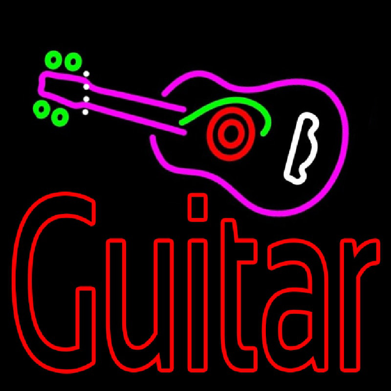 Guitar Logo In Turquoise Red Neonreclame