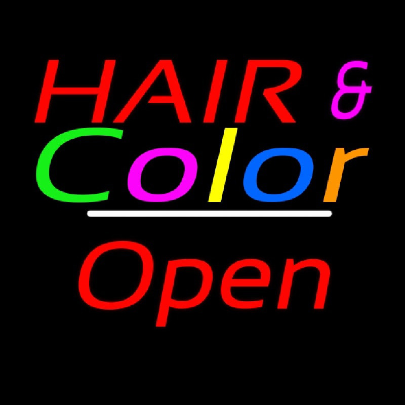 Hair And Color Open White Line Neonreclame