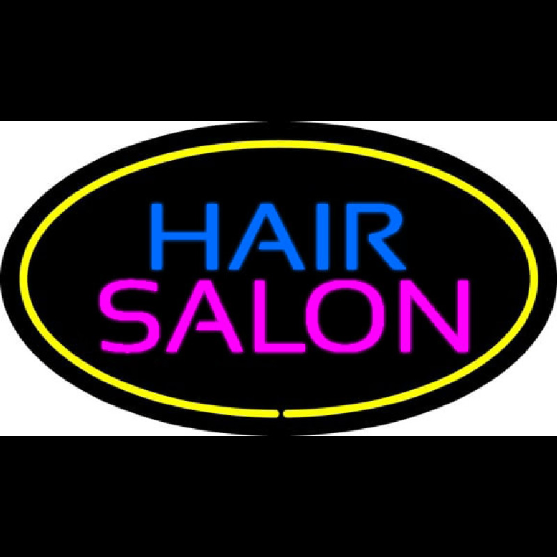 Hair Salon Oval Yellow Neonreclame