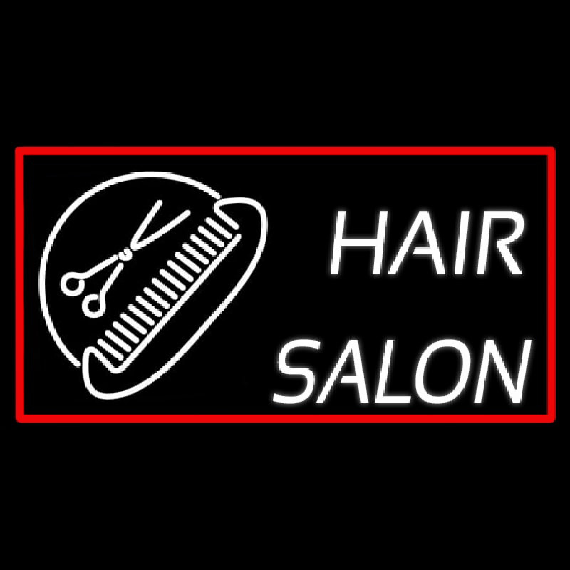 Hair Salon With Scissor And Comb Neonreclame