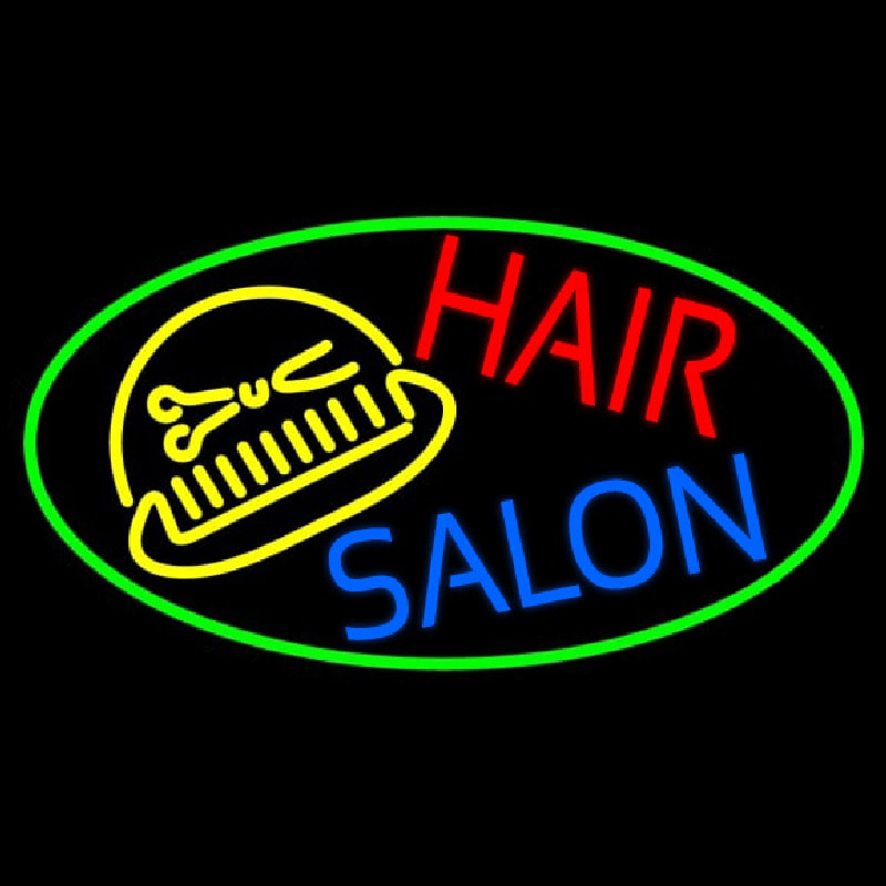 Hair Salon With Scissor And Comb Neonreclame