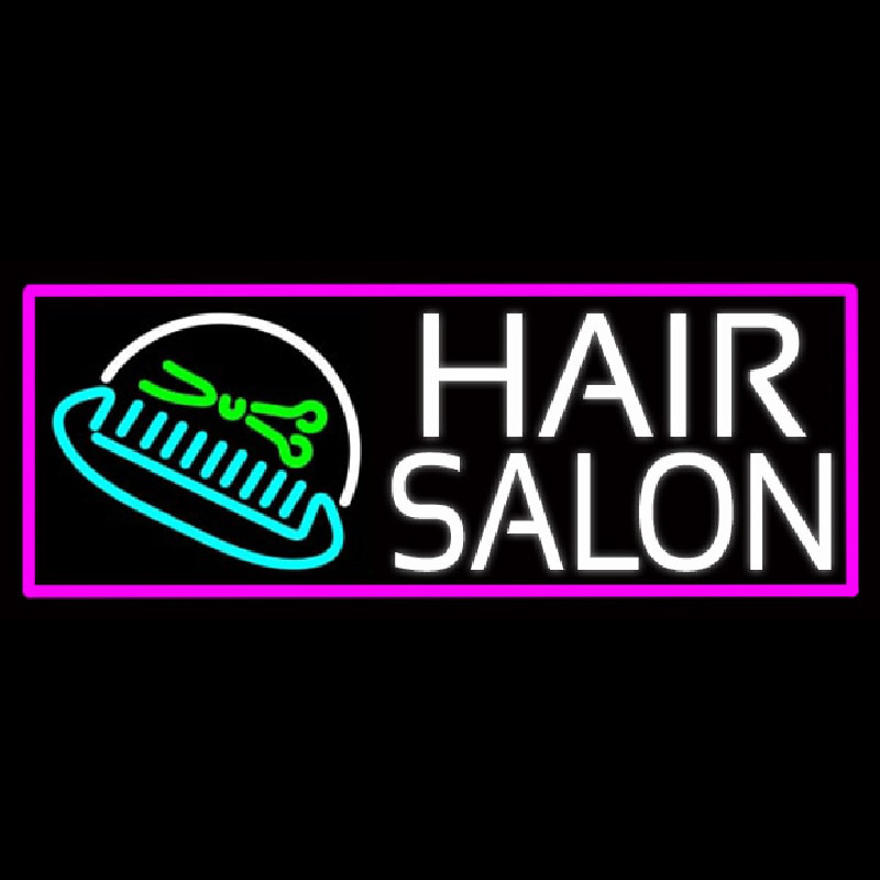 Hair Salon With Scissor And Comb Neonreclame