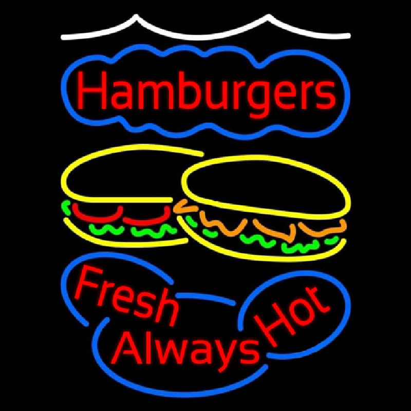 Hamburgers Fresh Always Hot Neonreclame