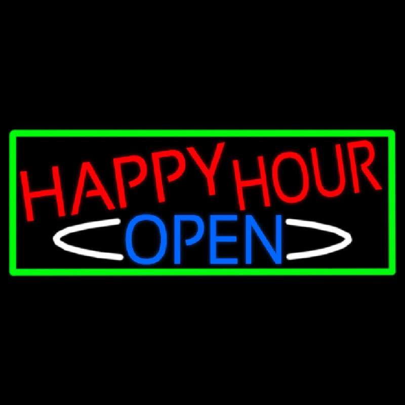 Happy Hour Open With Green Border Neonreclame