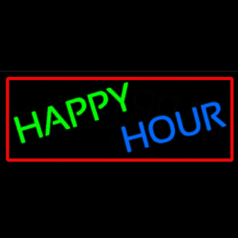 Happy Hours With Red Border Neonreclame