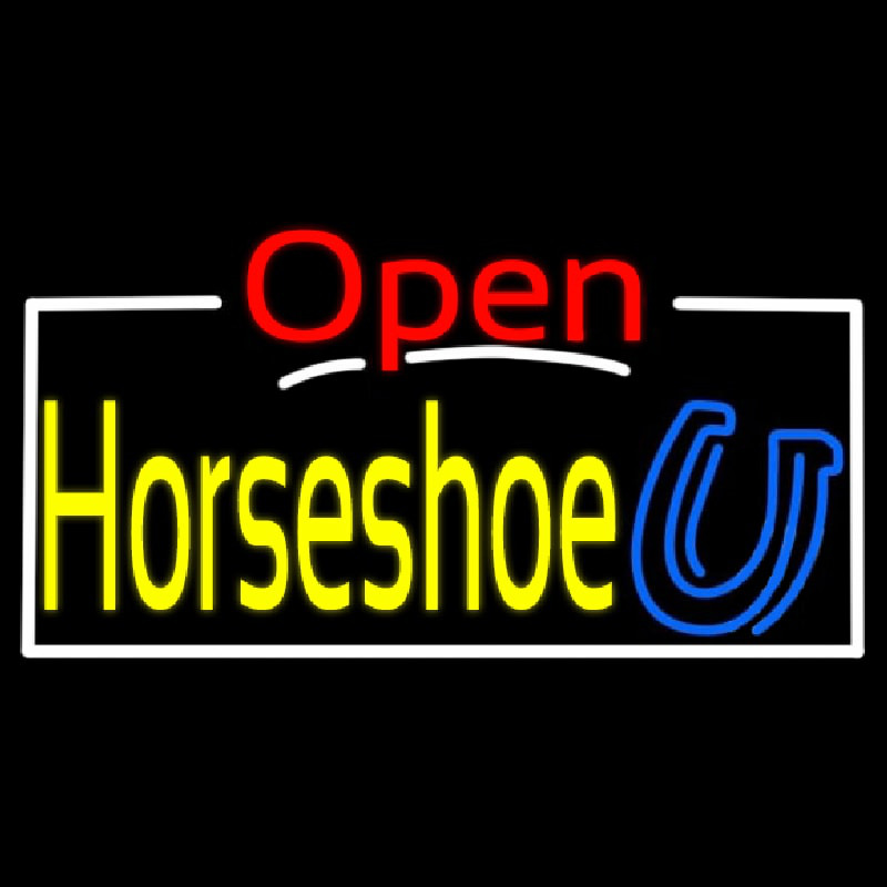 Horseshoe Open White Border Neonreclame