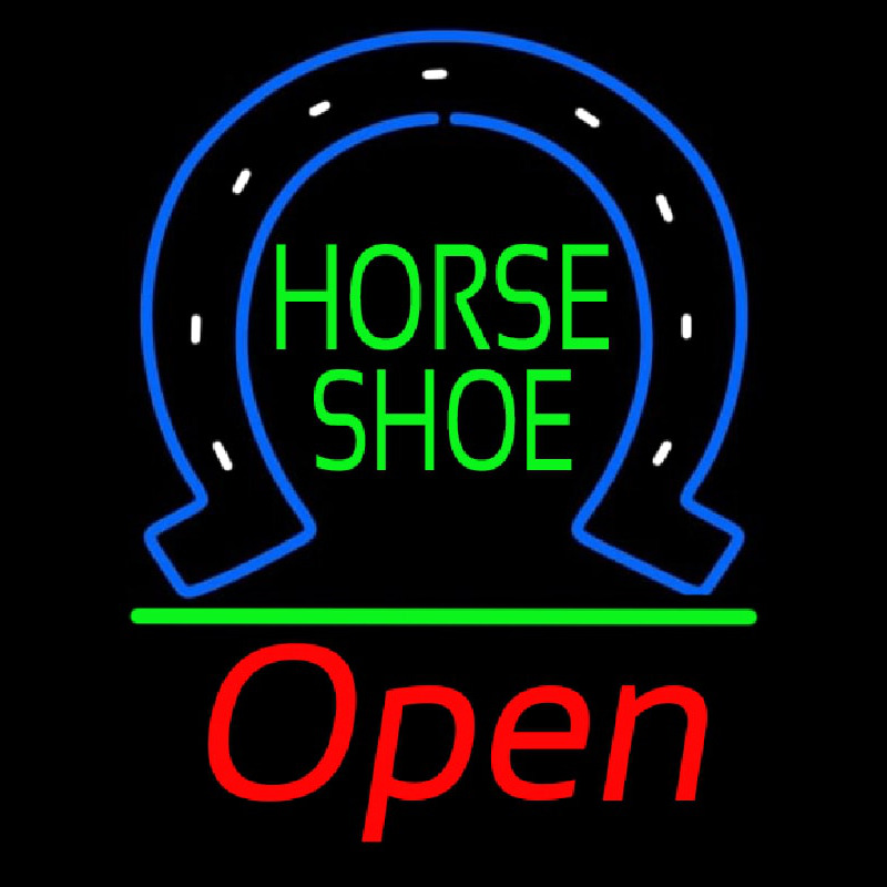 Horseshoe Open With Green Line Neonreclame