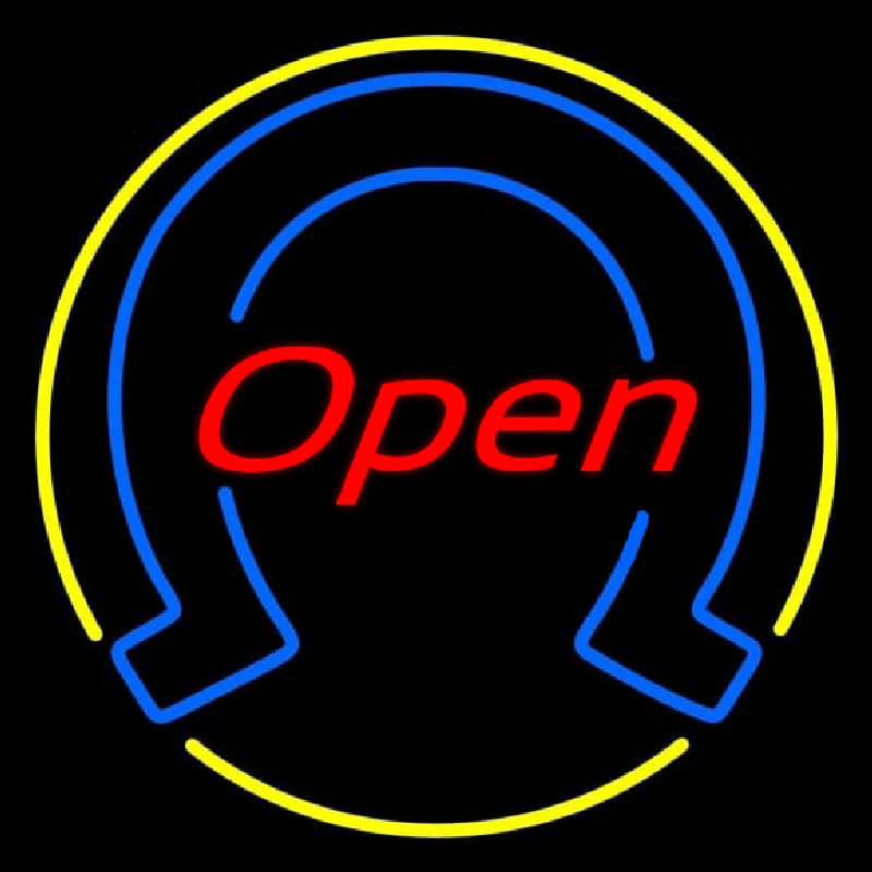 Horseshoe Open With Yellow Border Neonreclame