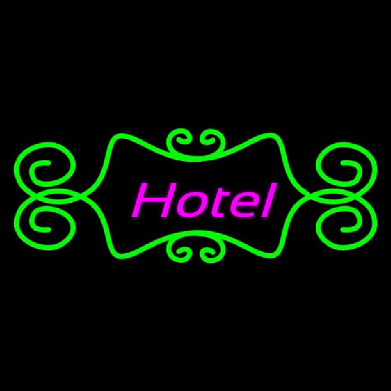 Hotel With Green Art Border Neonreclame