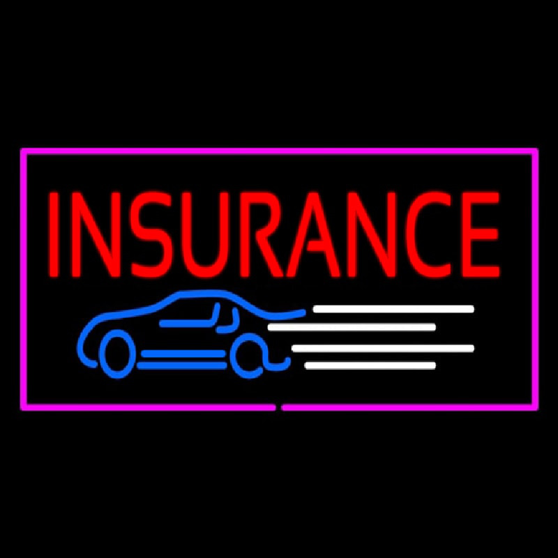 Insurance Car Logo Pink Border Neonreclame