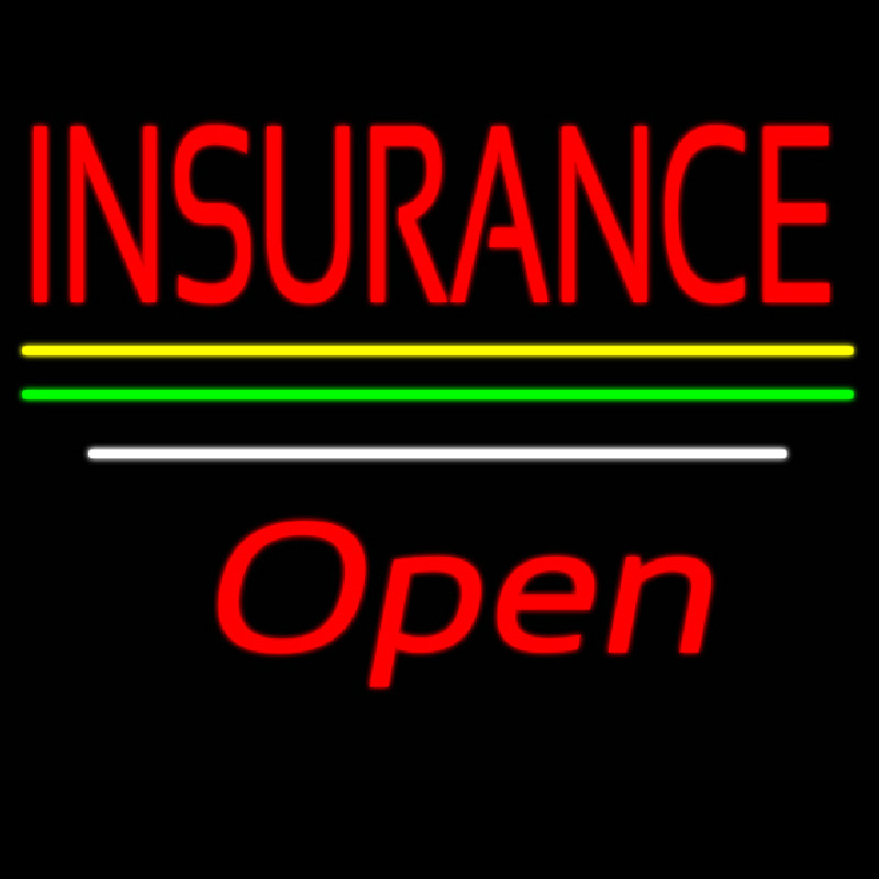 Insurance Open Yellow Green White Line Neonreclame