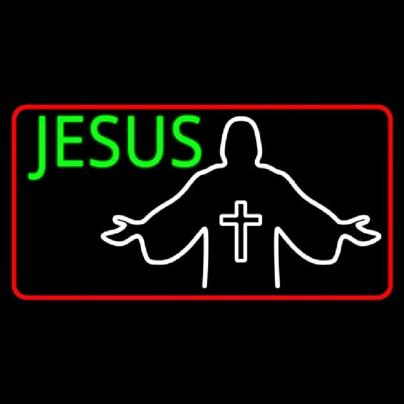 Jesus Christian Cross With Border Neonreclame