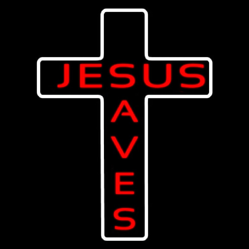 Jesus Saves White Cross Neonreclame