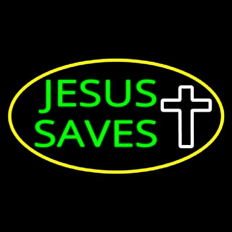 Jesus Saves White Cross With Border Neonreclame