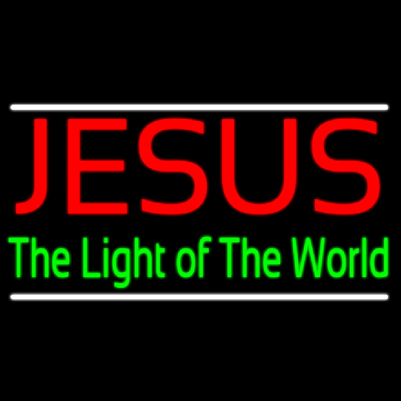 Jesus The Light Of World With Line Neonreclame