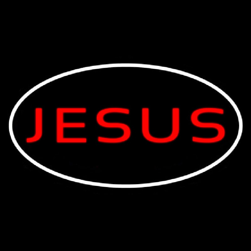 Jesus White Border Neonreclame