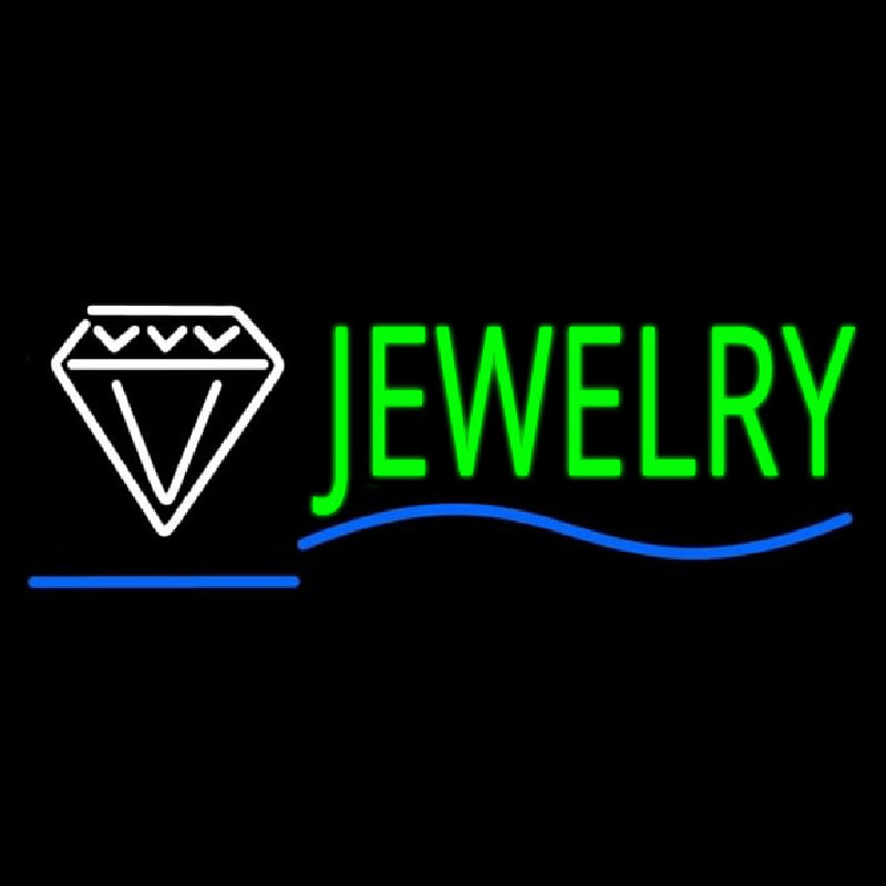 Jewelry Block Diamond Logo Blue Line Neonreclame