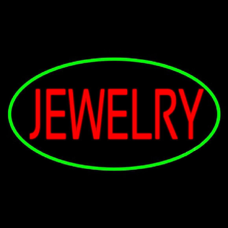 Jewelry Block Oval Green Neonreclame