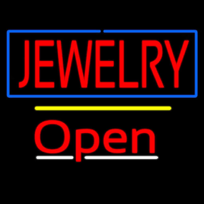 Jewelry Blue Border Open Yellow Line Neonreclame