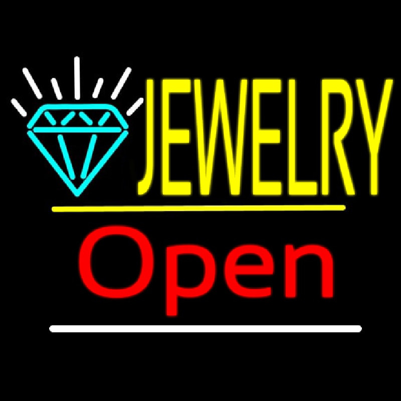 Jewelry Logo Open Yellow Line Neonreclame