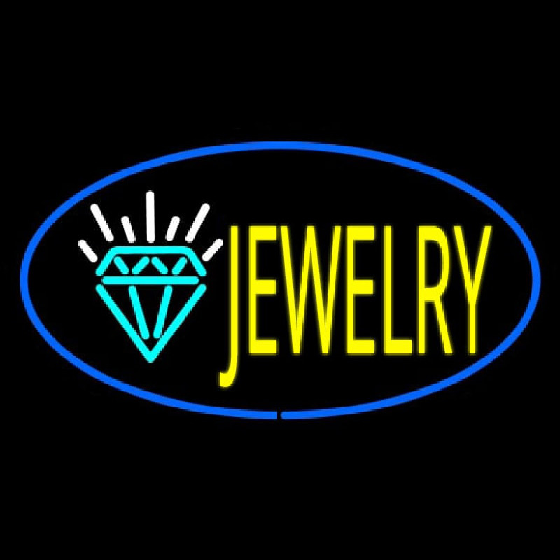 Jewelry Logo Oval Blue Neonreclame