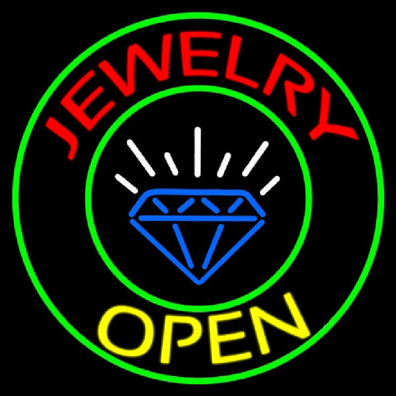 Jewelry Open Blue Logo Neonreclame