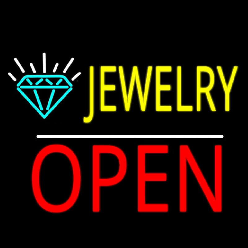 Jewelry Open White Line Neonreclame