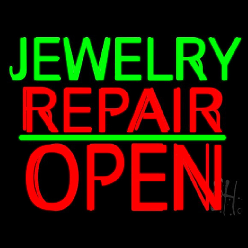 Jewelry Repair Block Open Green Line Neonreclame