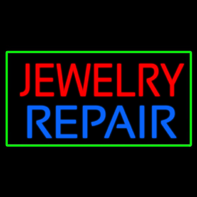 Jewelry Repair Green Rectangle Neonreclame