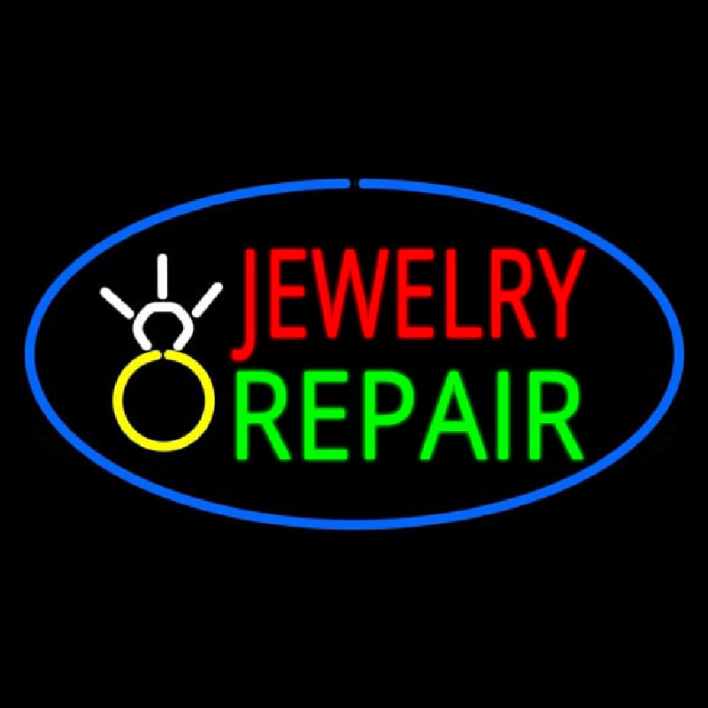 Jewelry Repair Oval Blue Neonreclame