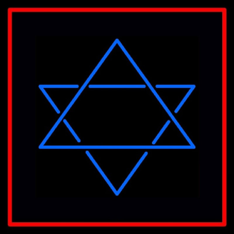 Judaism Star Of David Red Border Neonreclame