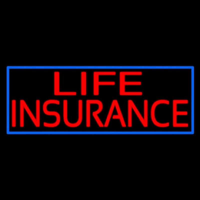 Life Insurance Block Blue Border Neonreclame