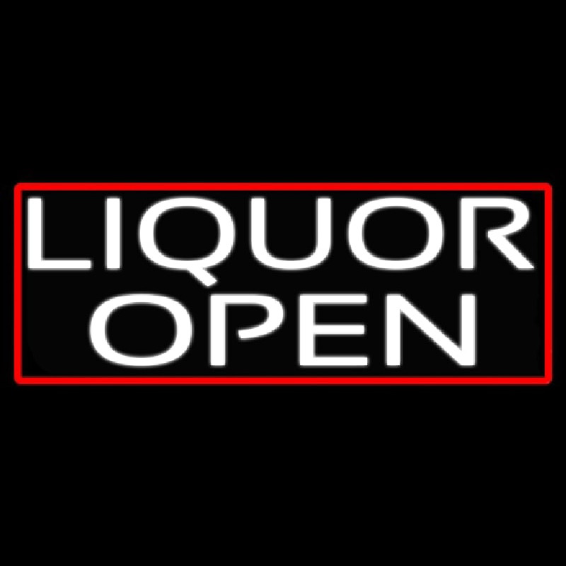 Liquor Open With Red Border Neonreclame