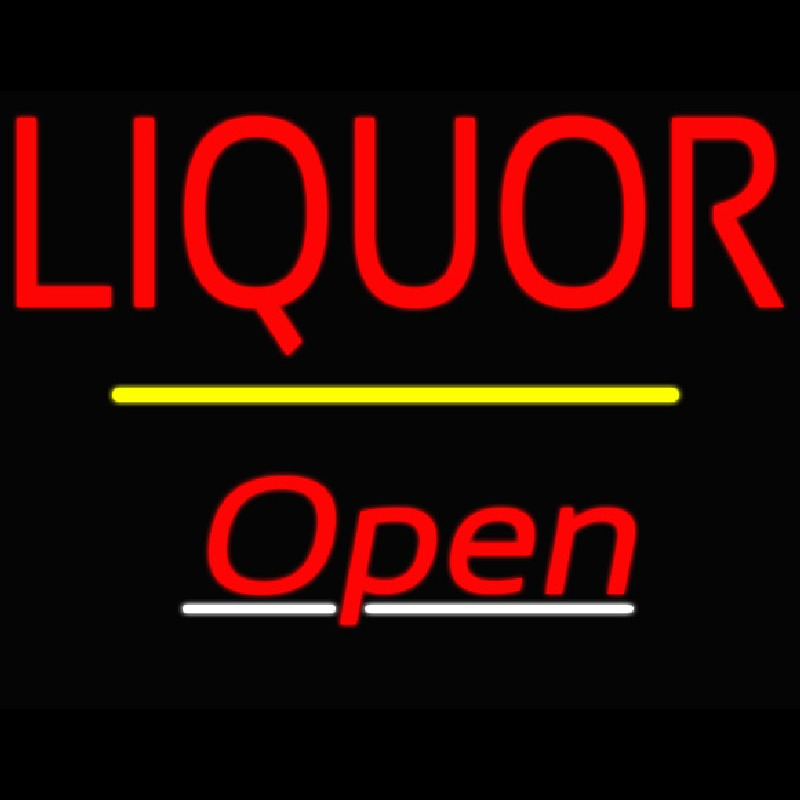 Liquor Open Yellow Line Neonreclame