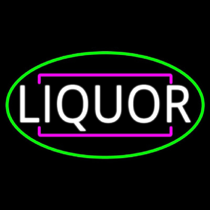 Liquor Oval With Green Border Neonreclame