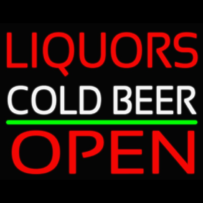 Liquors Cold Beer Open 1 Neonreclame