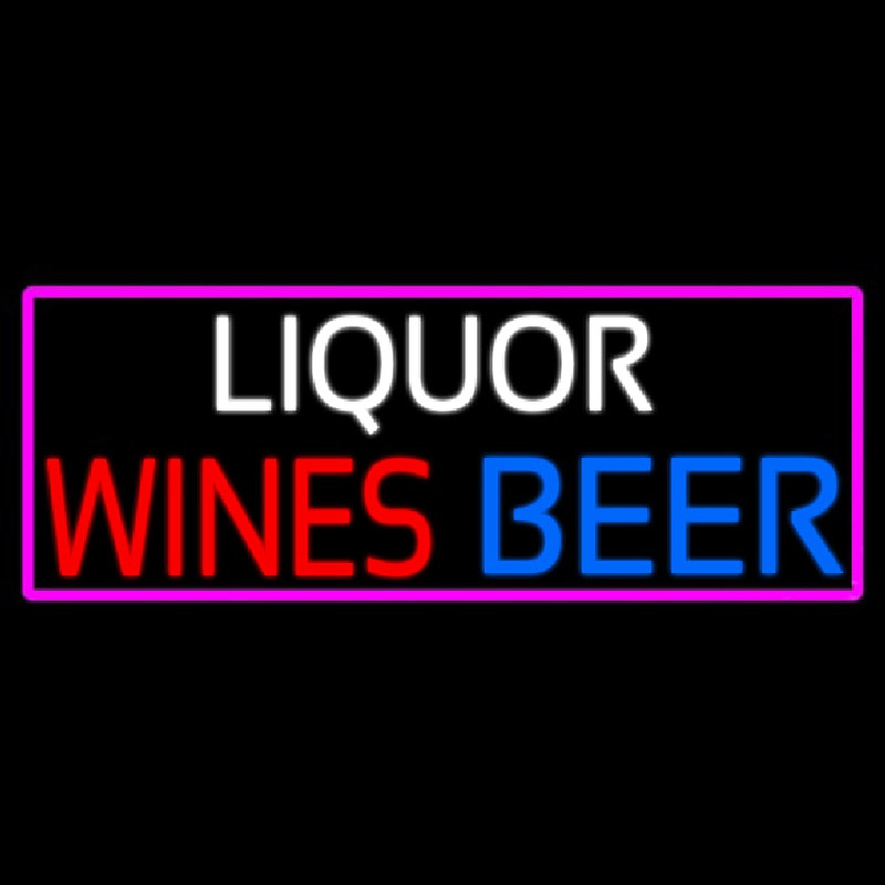 Liquors Wines Beer With Pink Border Neonreclame