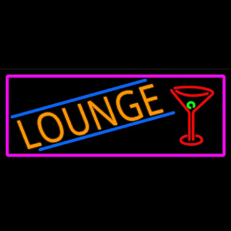 Lounge And Martini Glass With Pink Border Neonreclame